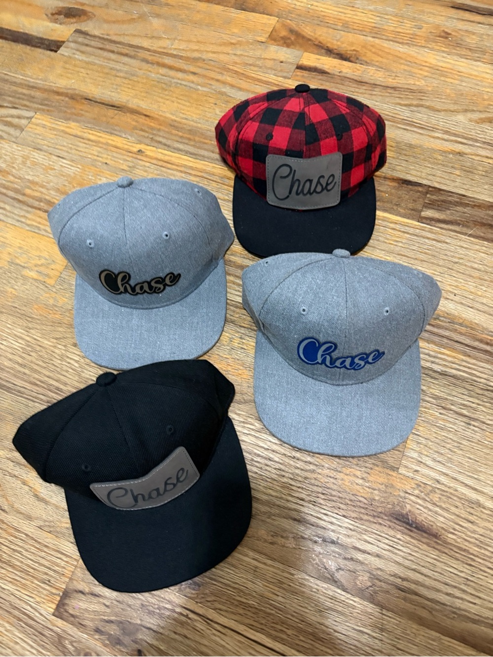 Chase Logo Baseball Caps - Gray, Black & Red Plaid